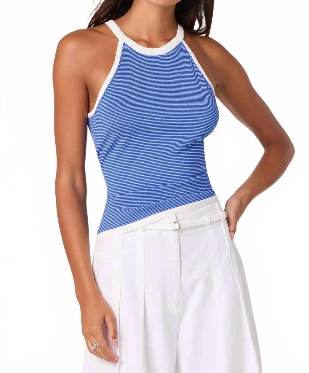 NEW ASTR betia contrast trim tank in blue stripe